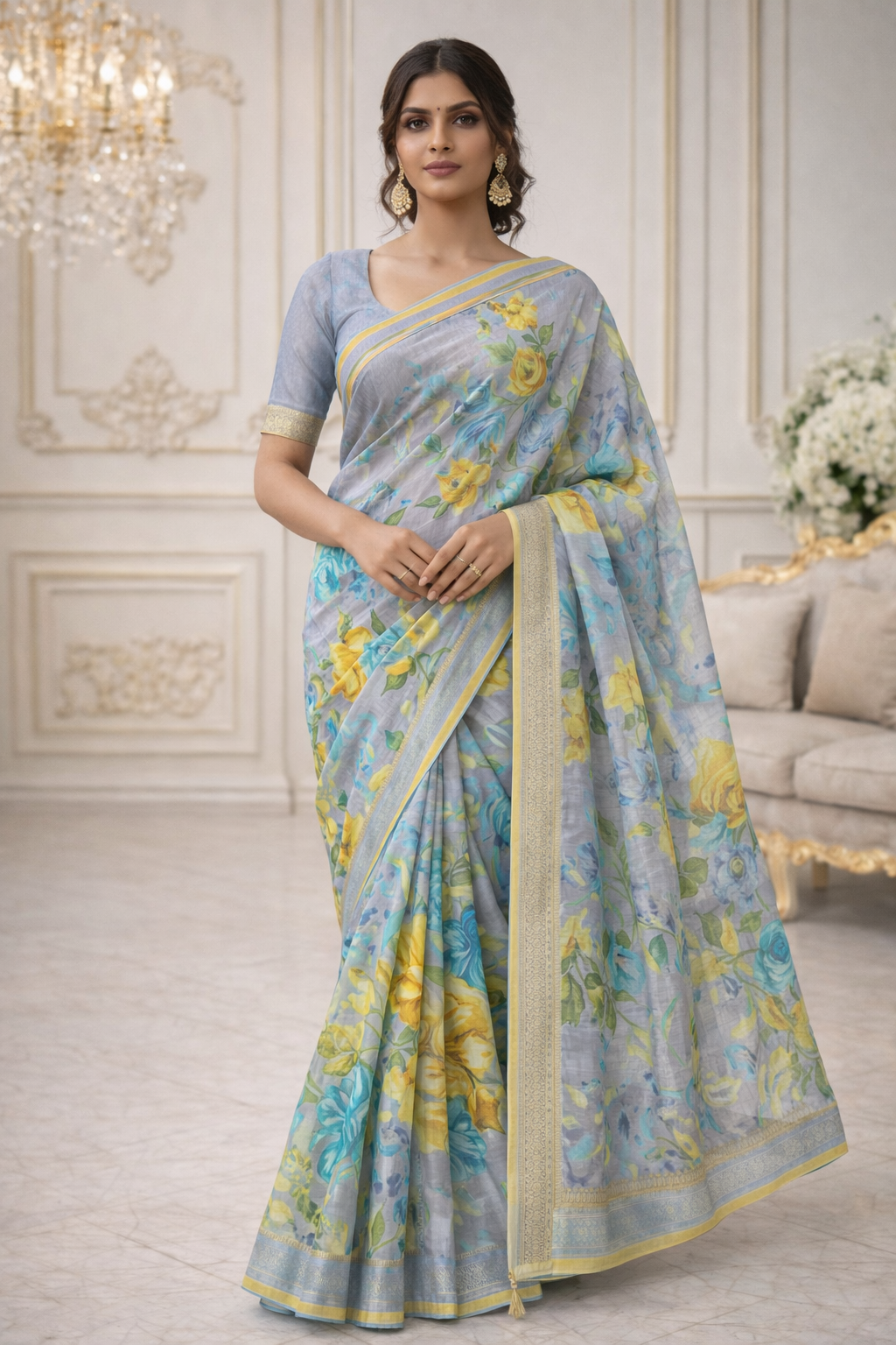 chiffon floral printed designer saree chiffon floral printed designer saree