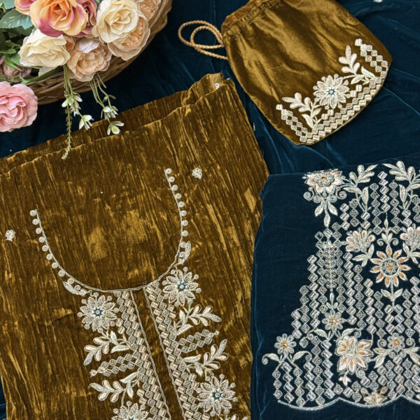 pink crushed velvet unstitched suit set