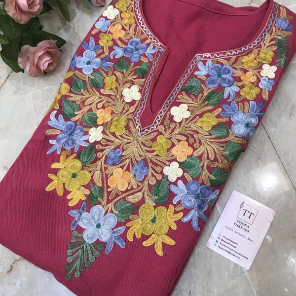 green kashmiri aari embroidered cashmilon pheran