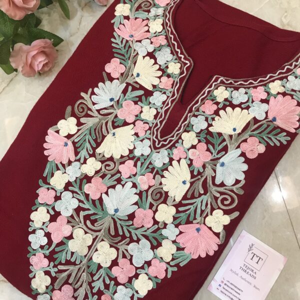 green kashmiri aari embroidered cashmilon pheran