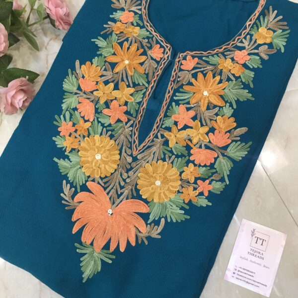 green kashmiri aari embroidered cashmilon pheran