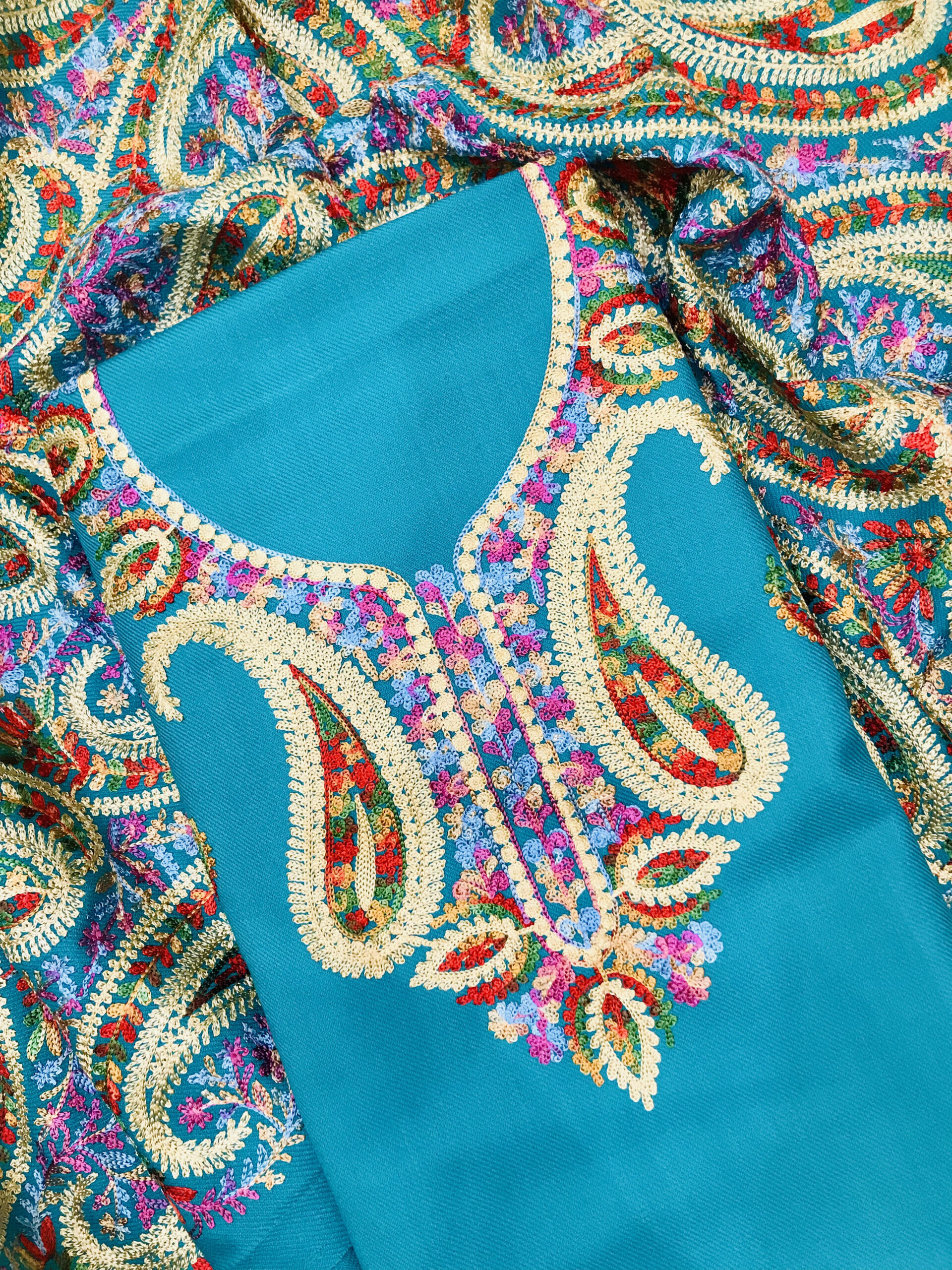 cashmilon hot pink woolen unstitched dress material with aari embroidery cashmilon hot pink woolen unstitched dress material with aari embroidery