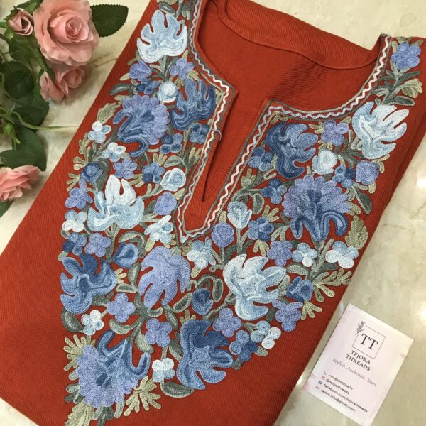 green kashmiri aari embroidered cashmilon pheran