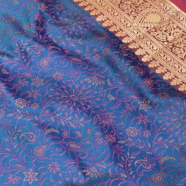 blue soft banarasi silk saree with resham work and zari border