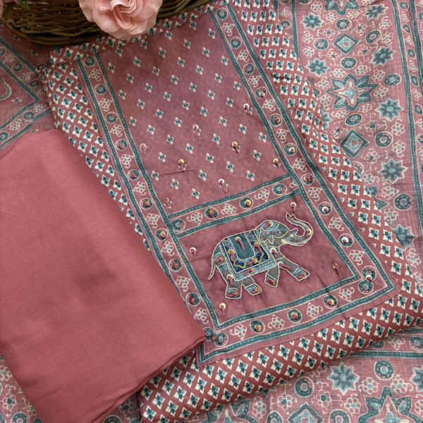 premium wine colour chanderi silk suit with resham embroidery