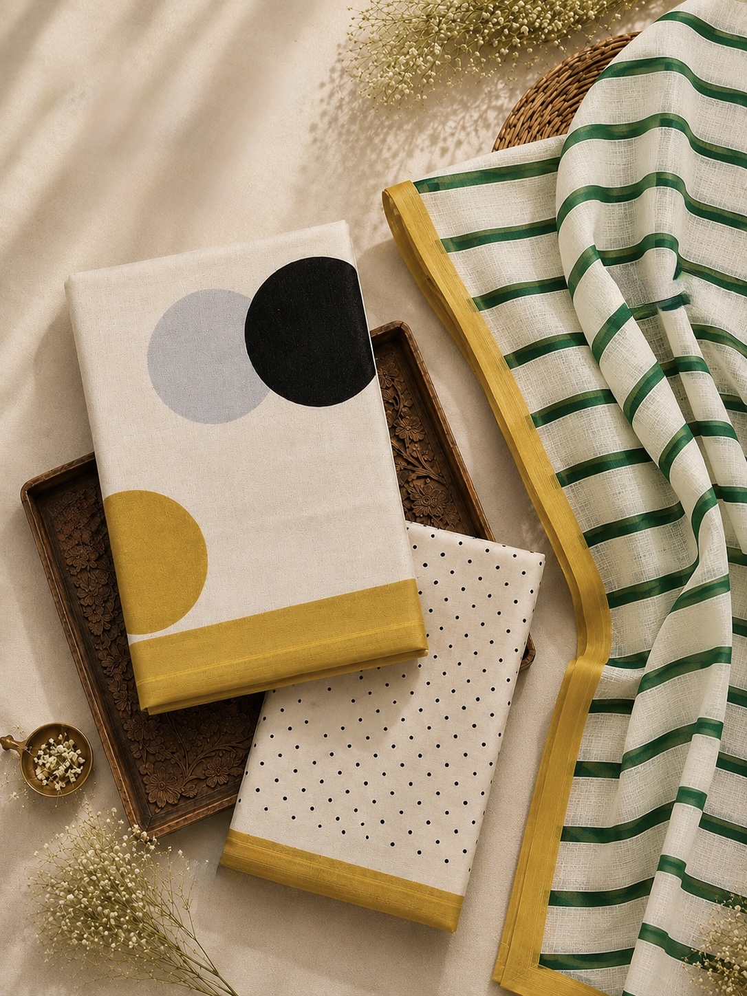Big Polka Digital Print Designer Chanderi Silk Suit Set