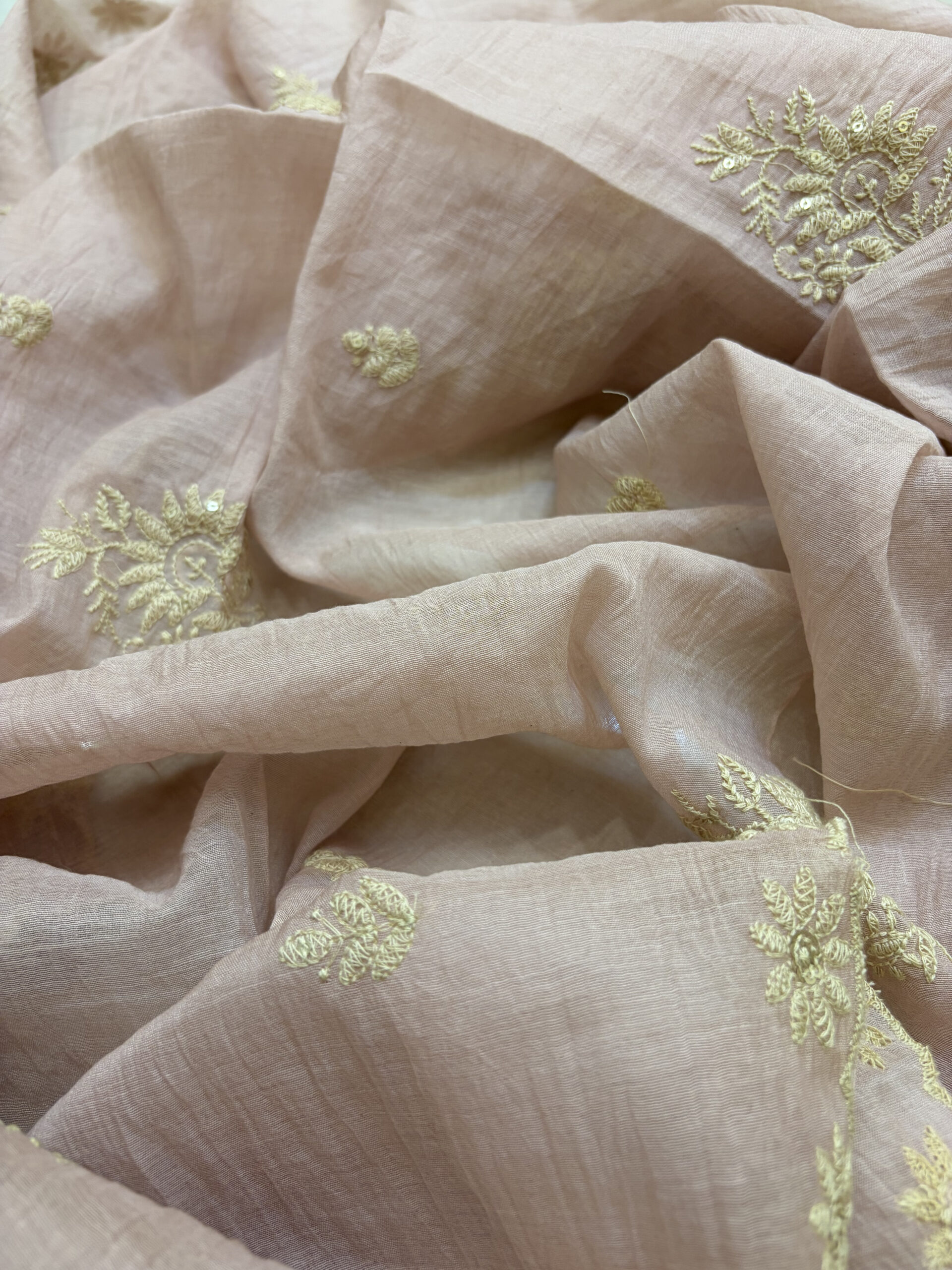 Chikankari-Inspired Mul Chanderi Suit Set in Earthy Rose Colour - Image 8