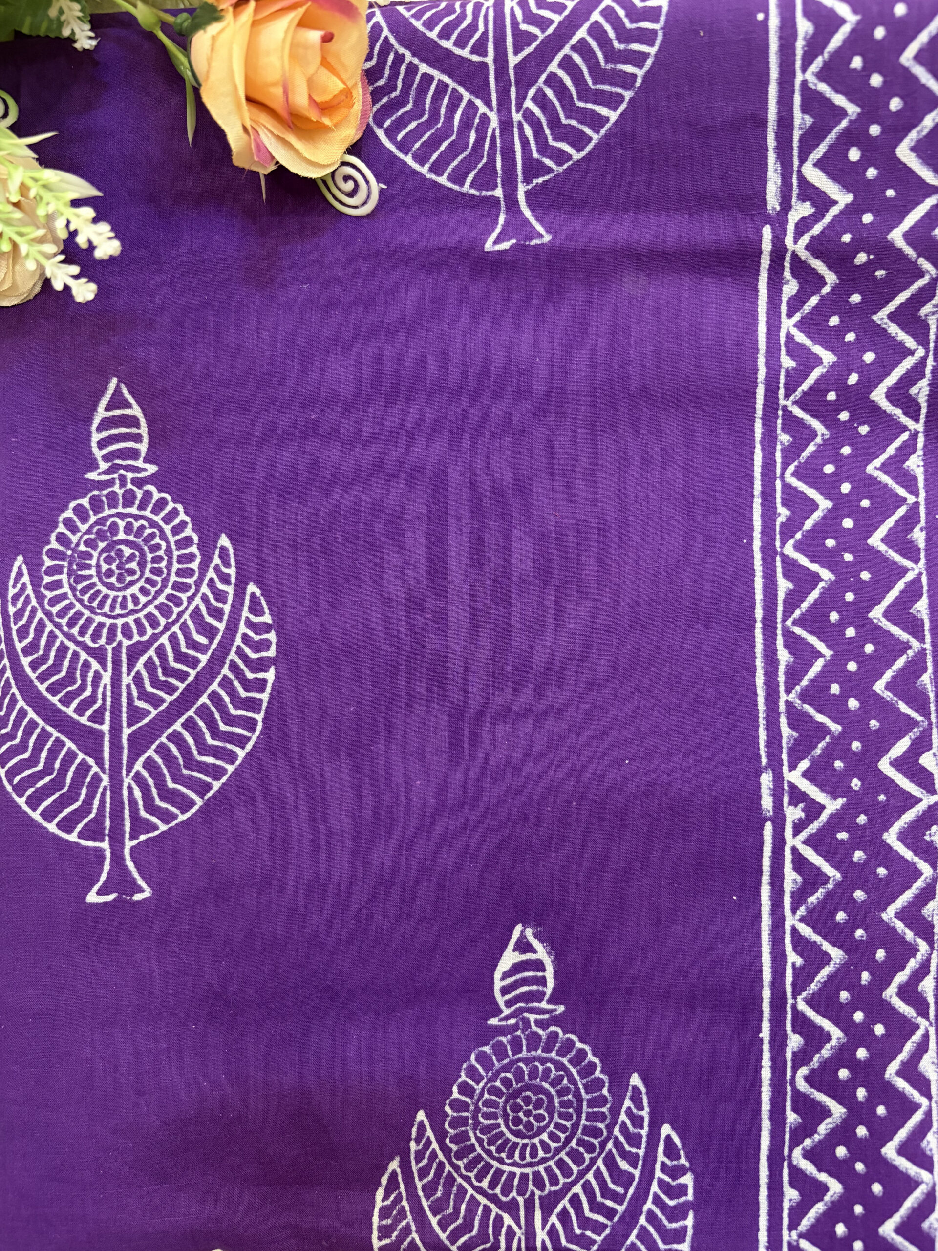 Purple Cotton Hand Block Printed Suit Set - Image 7