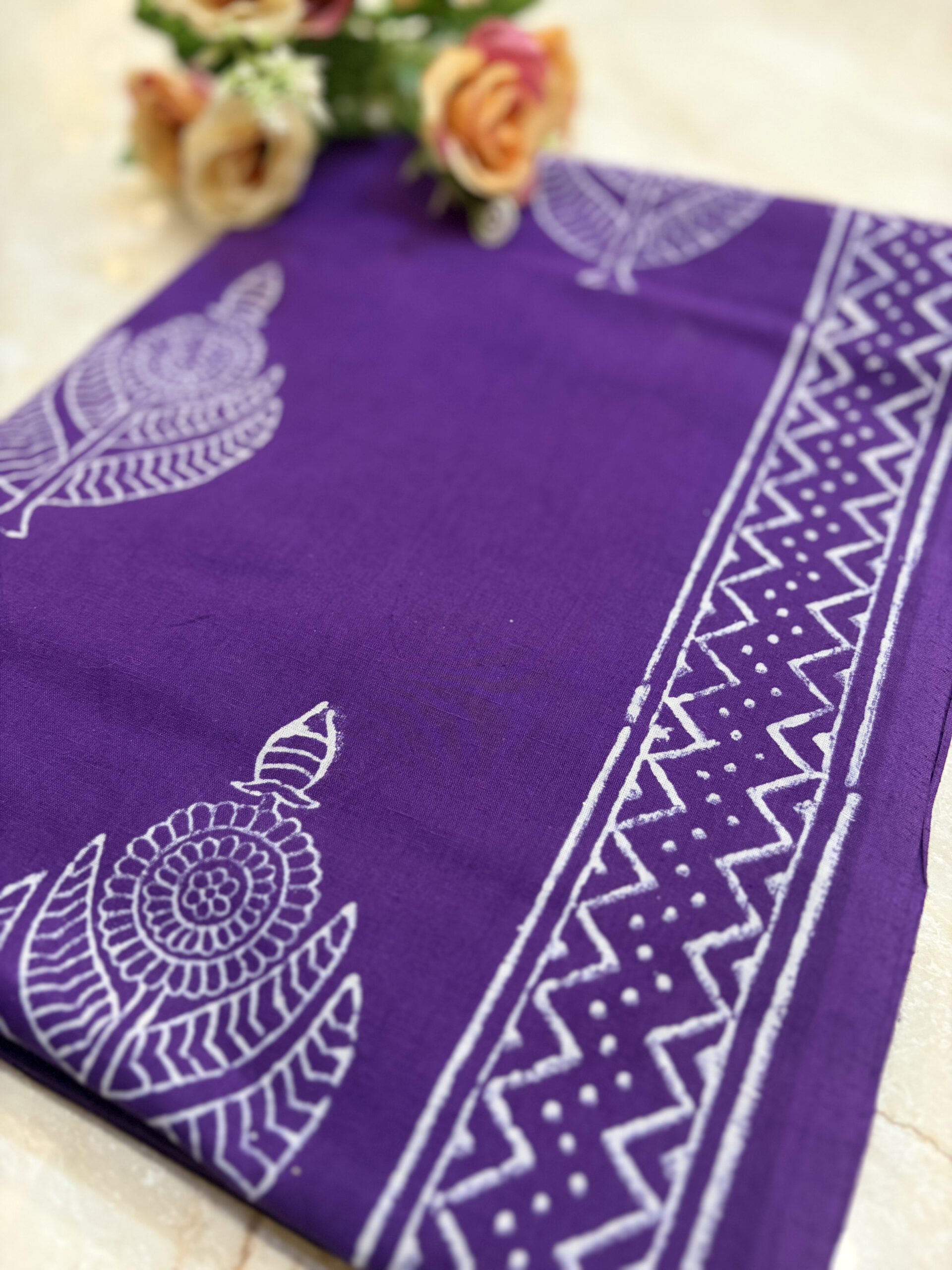 Purple Cotton Hand Block Printed Suit Set - Image 5