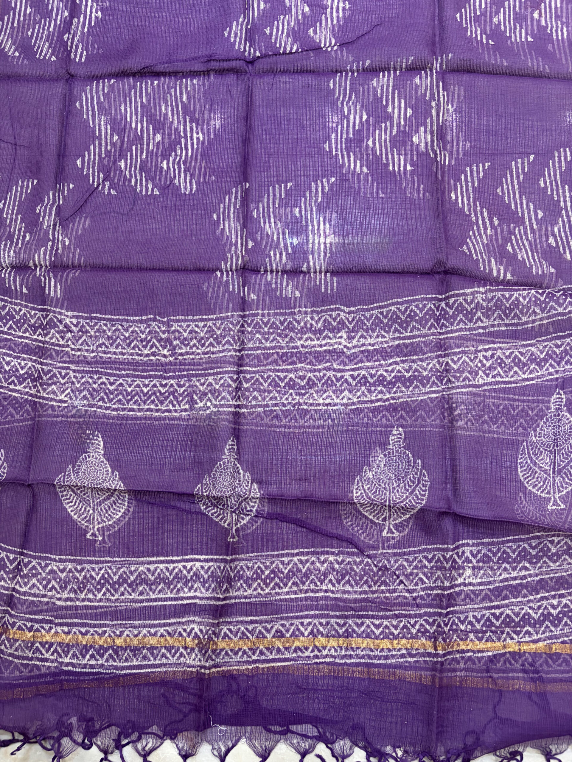 Purple Cotton Hand Block Printed Suit Set - Image 6