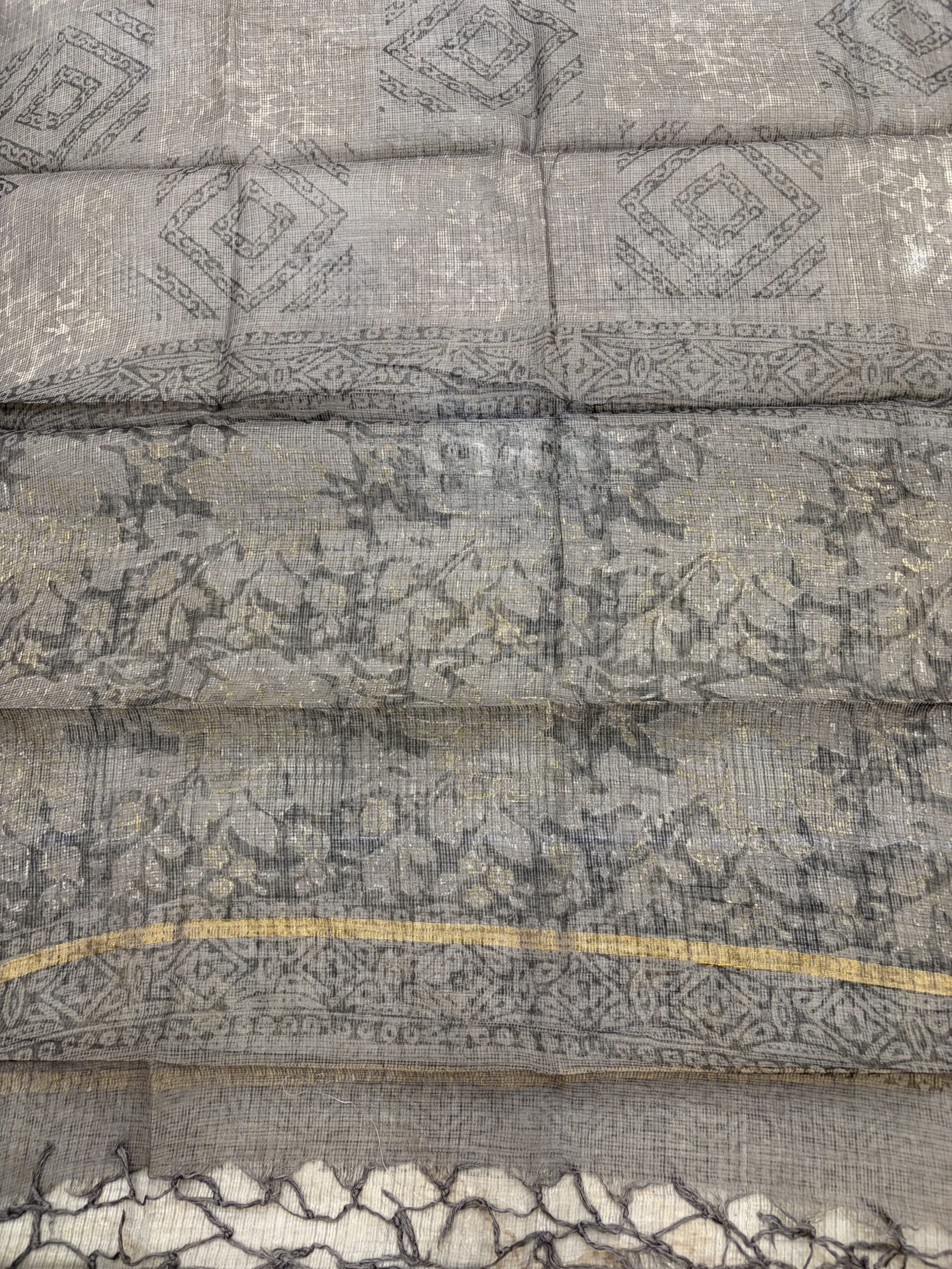 Grey Vanaspati Ajrakh Cotton Hand Block Painted Suit Set - Image 5