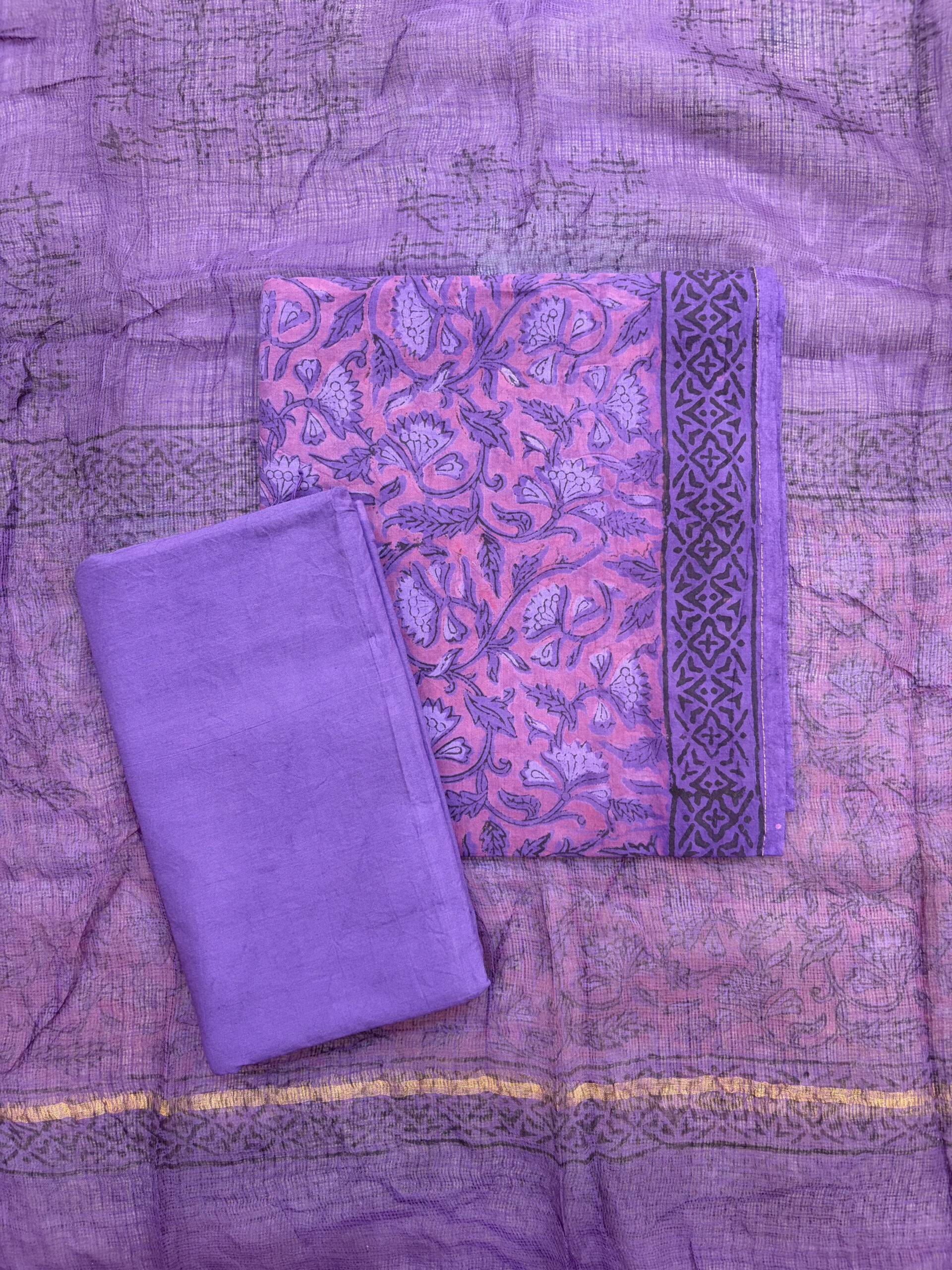 Lavender Vanaspati Ajrakh Cotton Suit Set - Image 3
